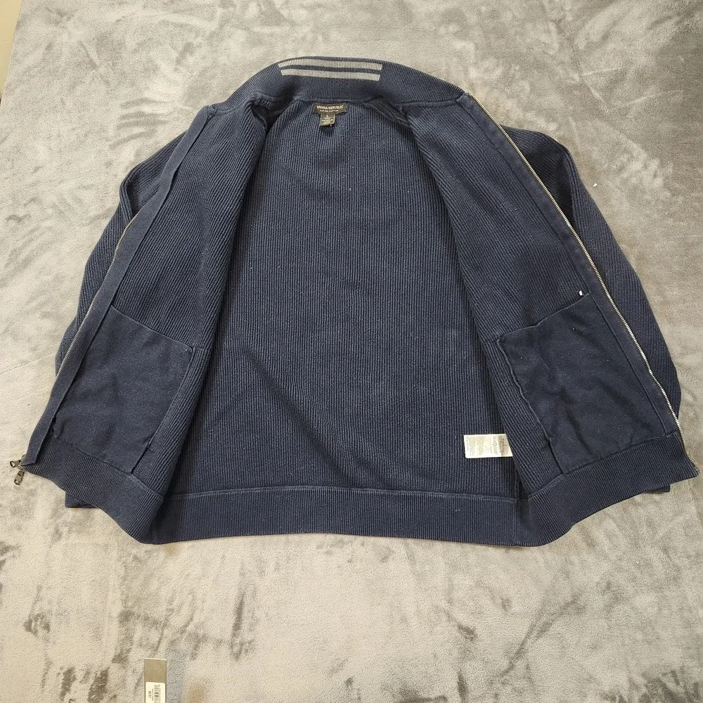 Banana Republic Sweater Mens Blue Full Zip Cardigan Supima Cotton Ribbed
